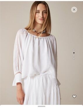 J. Crew Collection White Lace-Trim Peasant Blouse